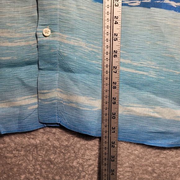 Madda Fella XXL Linen Shirt Key West Blue Island Beach Tropical Long Sleeve - Picture 4 of 8